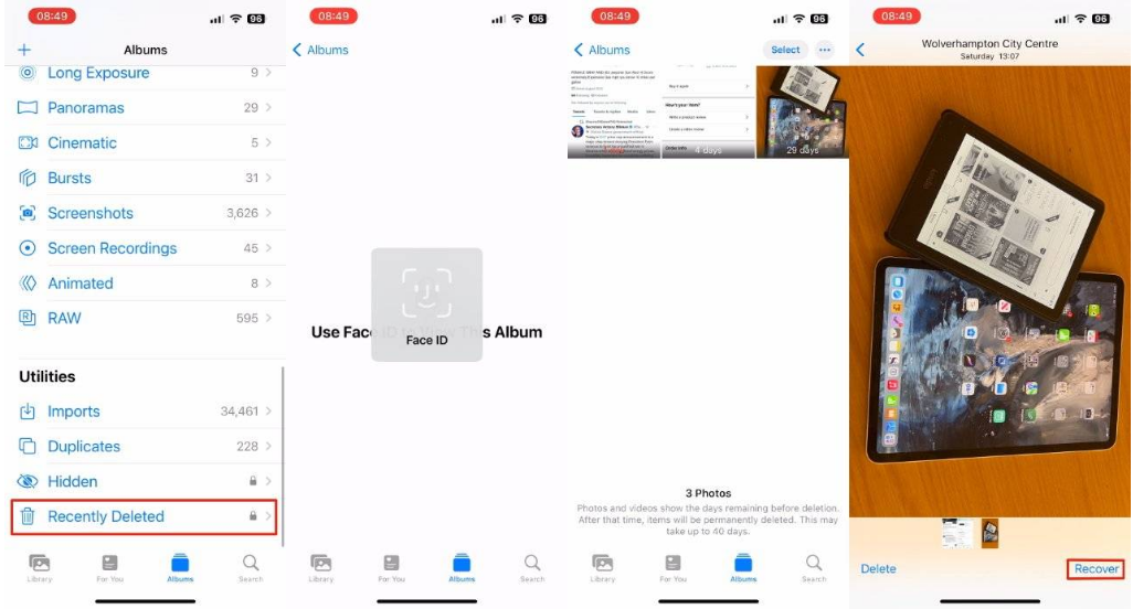 集安苹果14维修分享 iPhone14 上恢复已删除的照片 