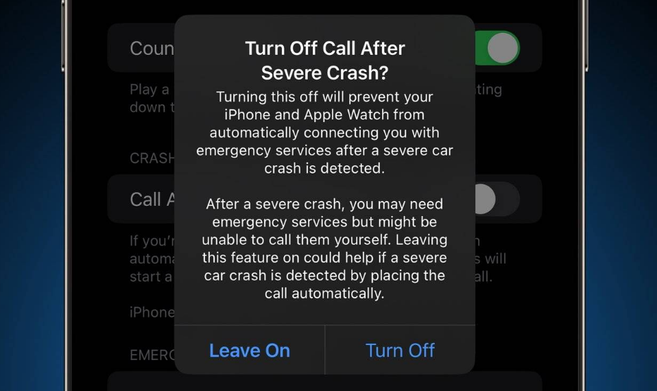 集安苹果14维修分享 iPhone 14 和 Apple Watch 上关闭崩溃检测 