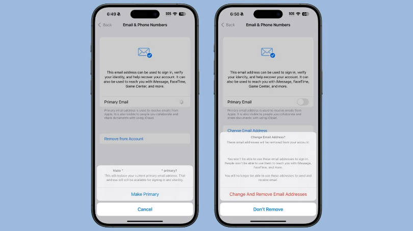 集安苹果手机维修分享苹果 iOS 18.1 支持设置“主要”邮箱地址并更改 iCloud 邮箱 